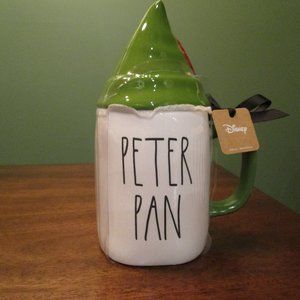 Rae Dunn Peter Pan two sided mug with topper NWT